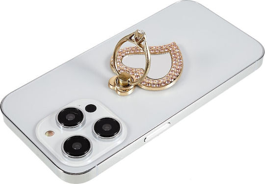 Heart Design with Strass Mobile Ring Holder in Gold color