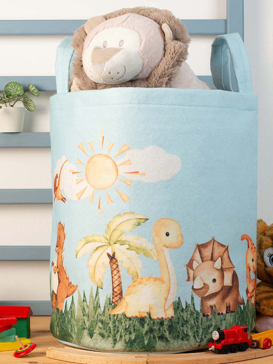 Dimcol Children's Storage Basket made of Fabric Dinosaur Park 517 Light Blue 45x30x50cm 1pcs