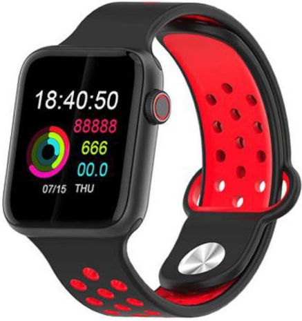 T55 Pro Max + Δώρο Bluetooth Handsfree & 2 λουράκια Aluminium Smartwatch with Heart Rate Monitor (Red)