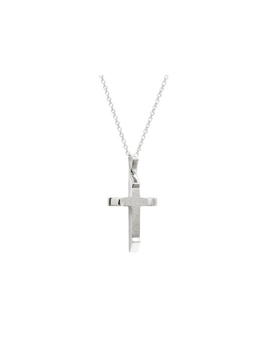 Art d or Weißgold Kreuz 14K mit Kette