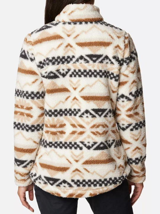 Sherpa Women's Cardigan with Zipper Beige