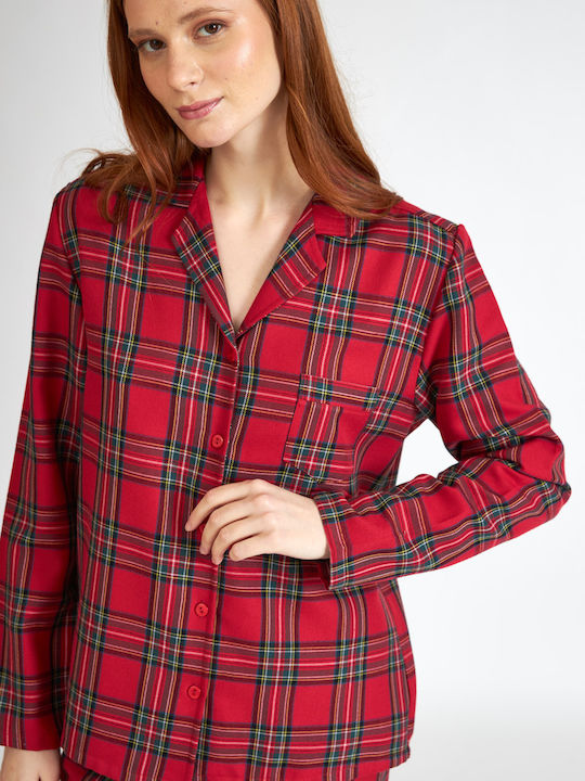 Harmony Winter Damen Pyjama-Set Rot