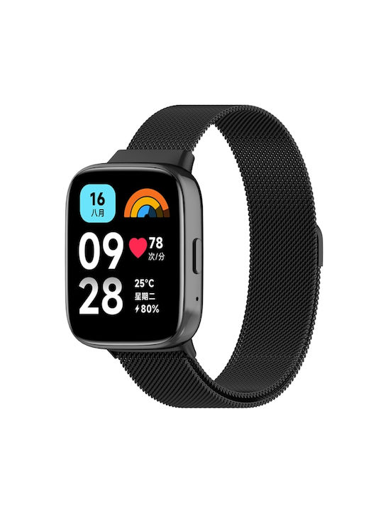 Milan Curea Oțel inoxidabil Negru (Redmi Watch 3 Active )