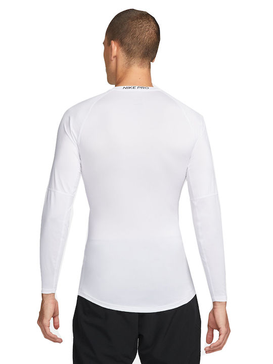 Nike Tight Bluza Sportivă pentru Bărbați cu Mânecă Lungă Dri-Fit Albă