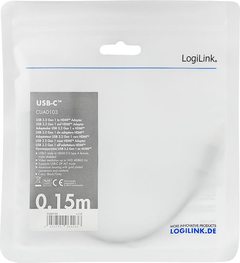 LogiLink Μετατροπέας USB-C male σε HDMI female Χρυσό (CUA0103)