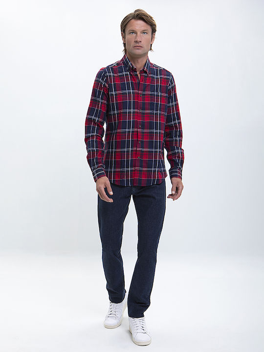 Vardas Men's Shirt Long Sleeve Checked Red