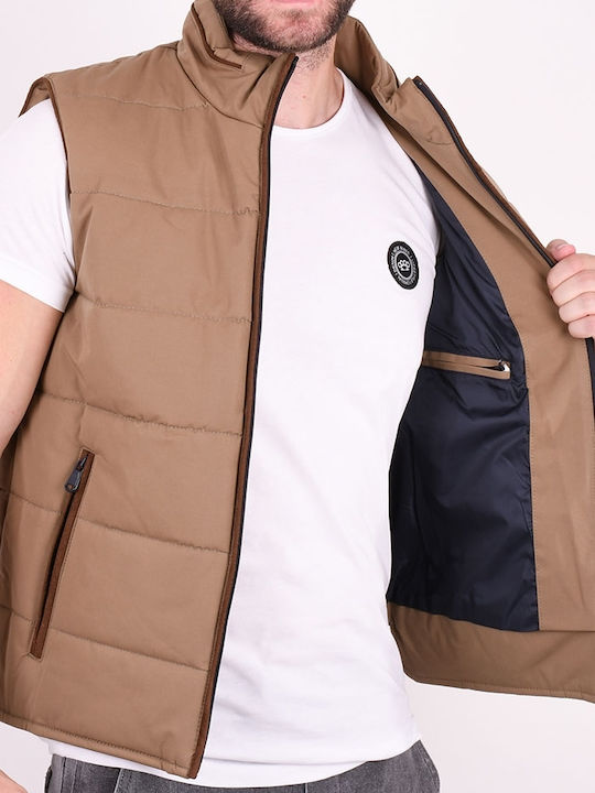 Zen And Zen Men's Sleeveless Puffer Jacket Beige