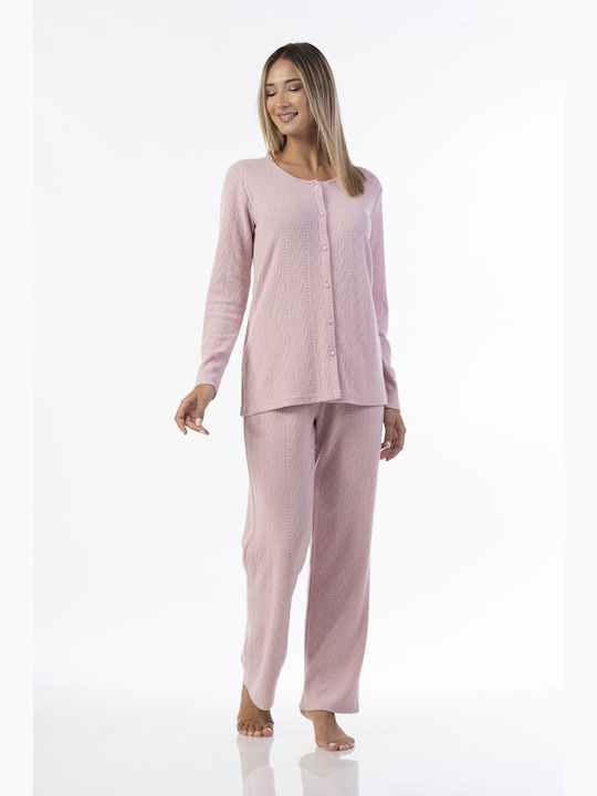 Secret Point Winter Women's Pyjama Set Fleece Pink