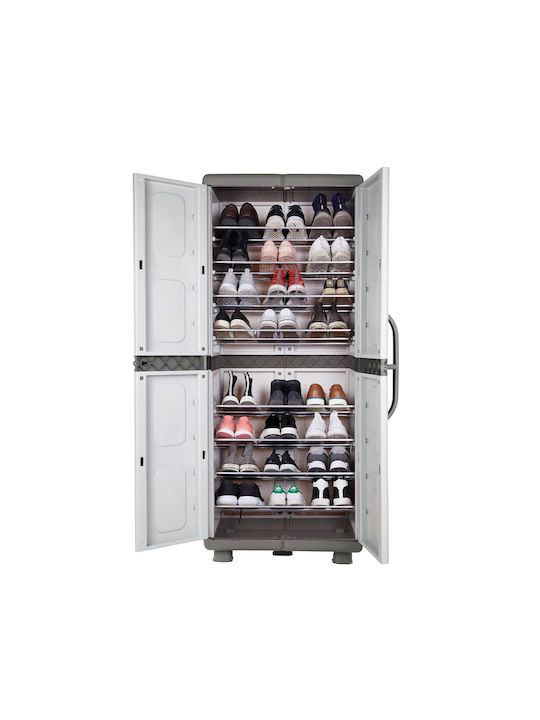 Double Door Wardrobe Plastic with 8 Shelves 73x44x179cm