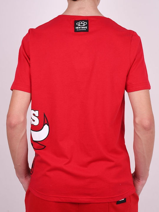 New Wave Herren Sport T-Shirt Kurzarm Rot