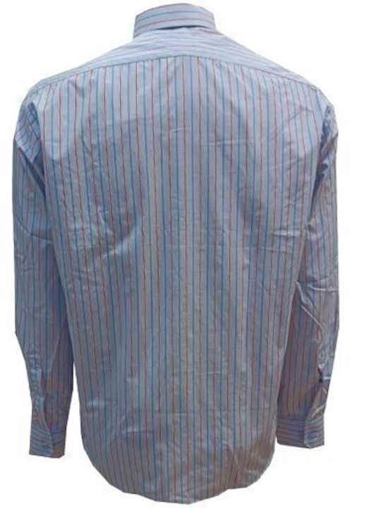 Luciano Faketti Men's Shirt Long Sleeve Cotton Striped Blue