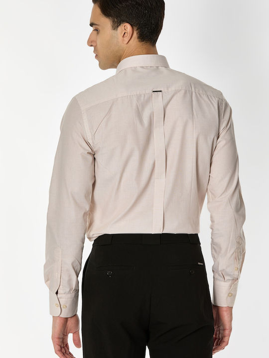 Langärmlig Baumwolle Hemd Beige