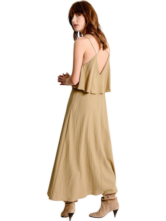 Molly Ladies Woven Dress Καλοκαιρινό Maxi Φόρεμα Πράσινο