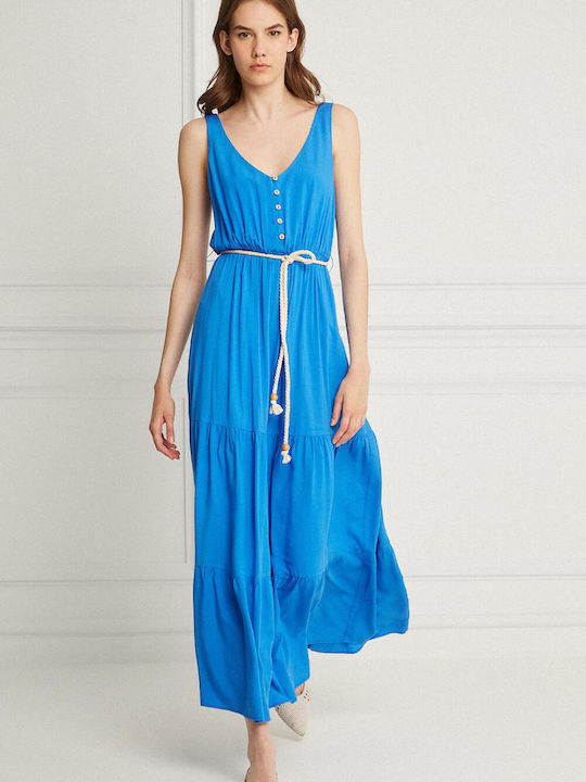 Bill Cost Καλοκαιρινό Maxi Σεμιζιέ Φόρεμα Μπλε