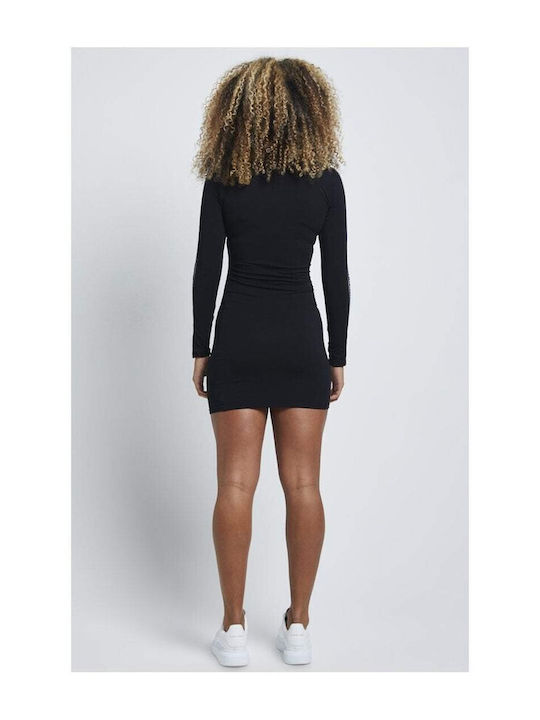 Sik Silk Mini Athletic Dress Long Sleeve Black