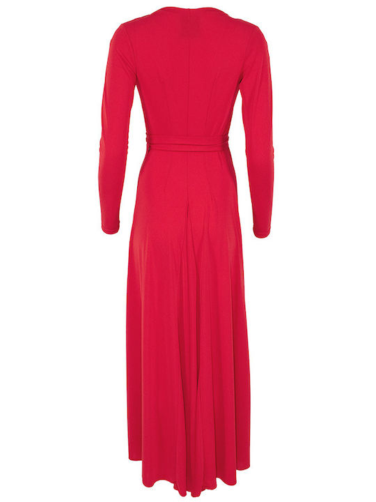 C-Throu Midi Dress Wrap Red