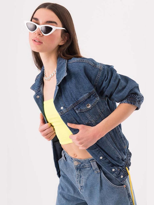 Kurz Damen Jeansjacke Blau