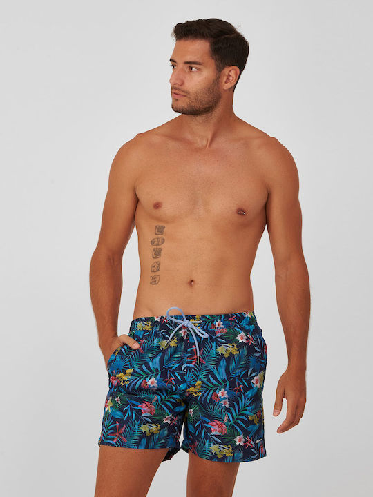 Basefield Men's Swimwear Shorts Blue with Patterns