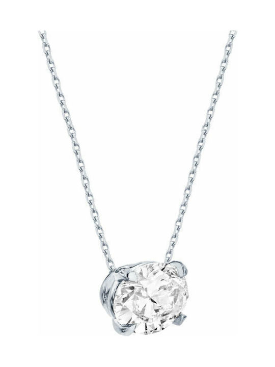 Petra Necklace from White Gold 14K with Zircon