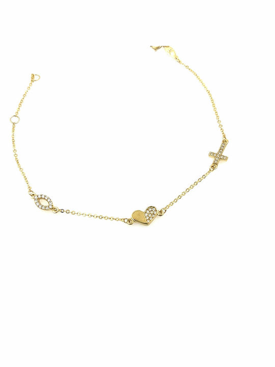 CHrysolithos Bracelet Chain with design Heart made of Gold 9K