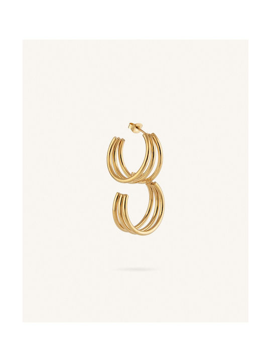 Set Earrings Hoops made of Steel Gold Plated