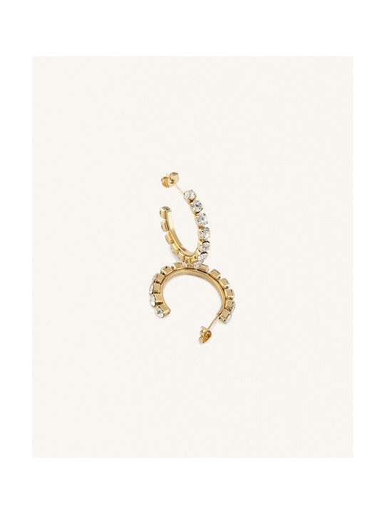 Earrings Hoops made of Steel Gold Plated with Stones