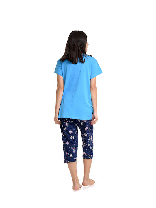 Vienetta Secret Summer Women's Pyjama Set Cotton Turquoise Vienetta Vienetta