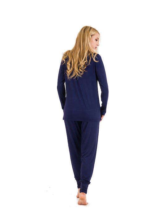 Vienetta Secret Winter Women's Pyjama Set Navy Blue Vienetta Vienetta