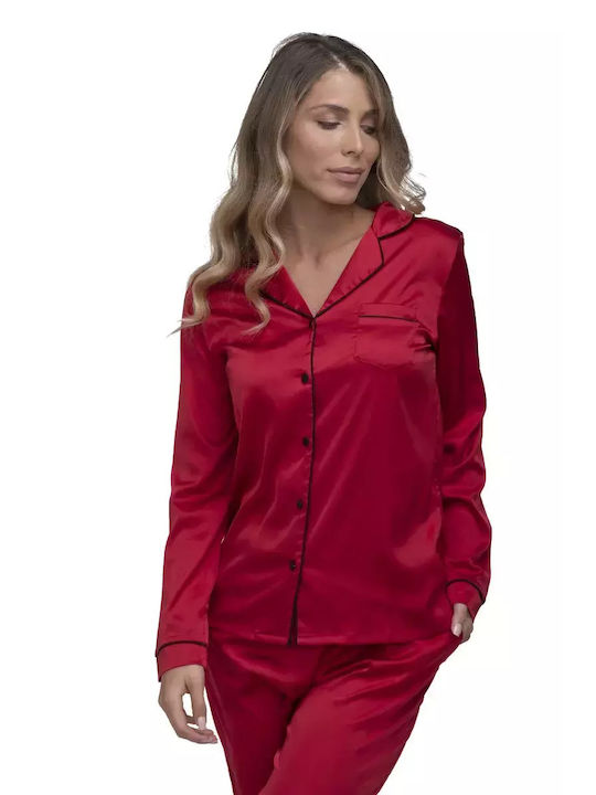 Bonatti Winter Women's Pyjama Set Satin Red Nives Ng23