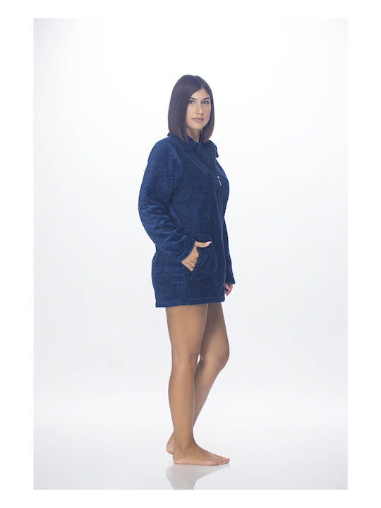 Koyote Winter Women's Fleece Robe Navy Blue