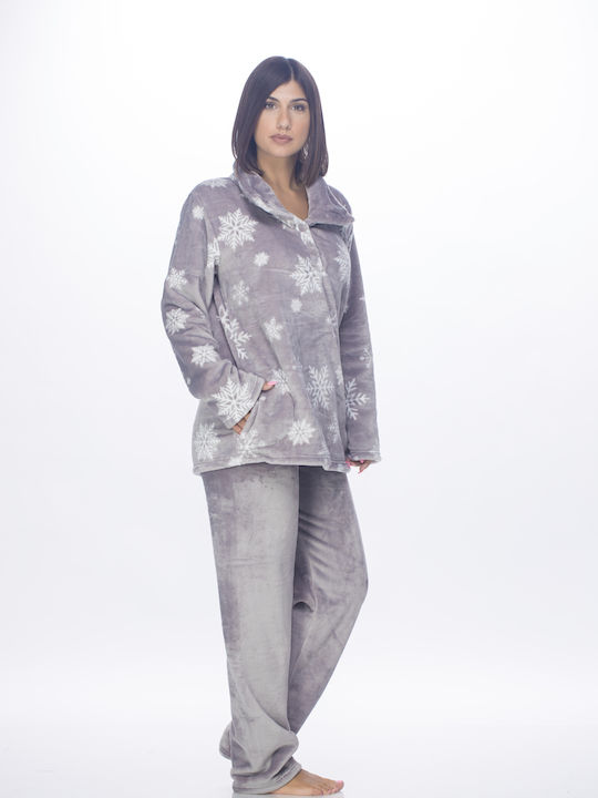 Koyote Winter Damen Pyjama-Set Vlies Gray