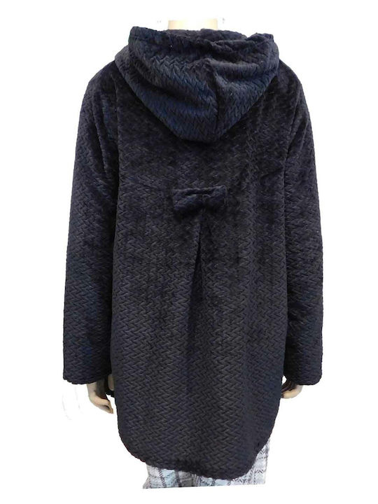 Koyote Winter Damen Vlies Robe Schwarz