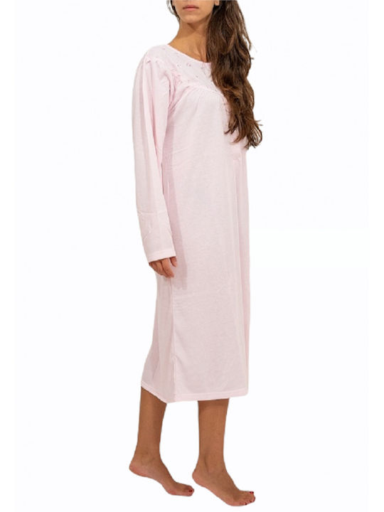 Cool Winter Cotton Women's Nightdress Pink