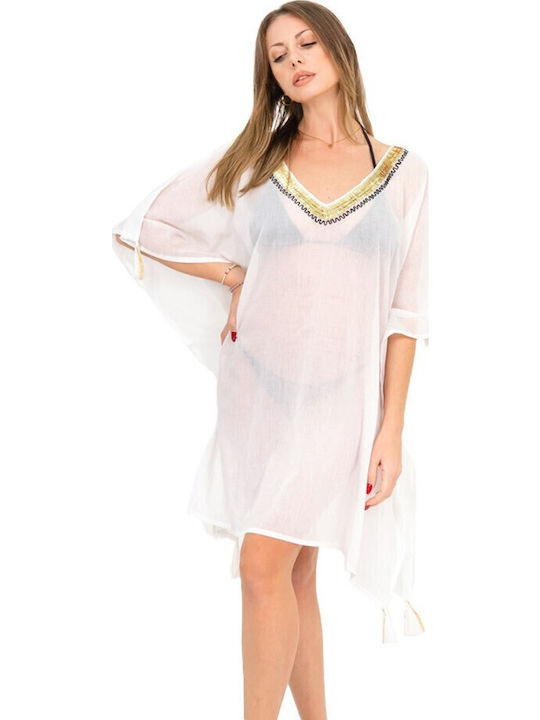 Aquablue Feminin Caftan de Plajă Alb