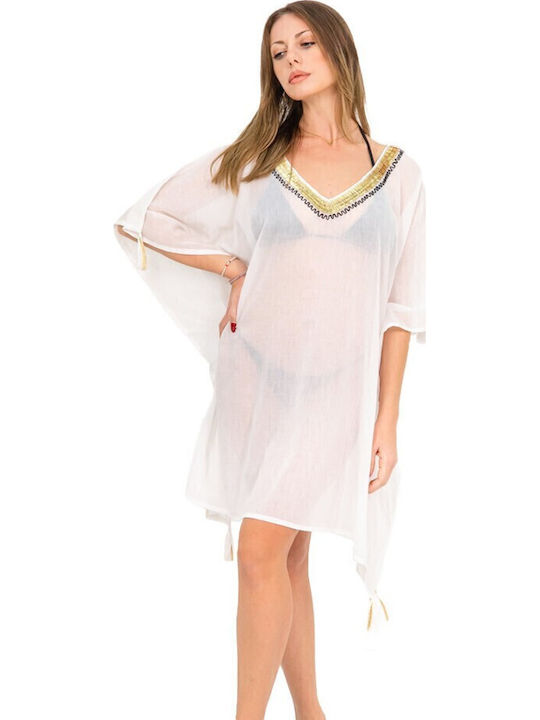 Aquablue Feminin Caftan de Plajă Alb