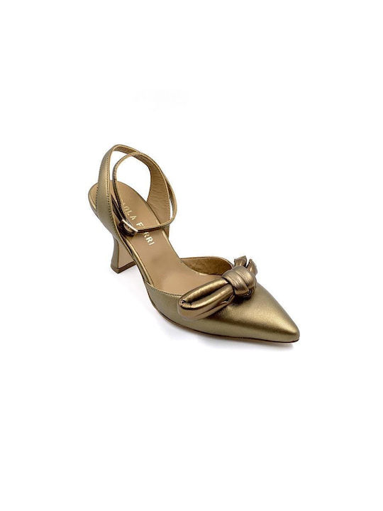 Paola Ferri Gold Heels with Strap