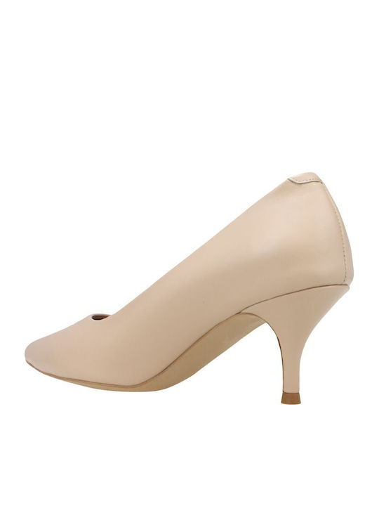 Leather Beige Heels