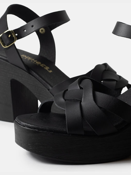 InShoes Leder Damen Sandalen in Schwarz Farbe