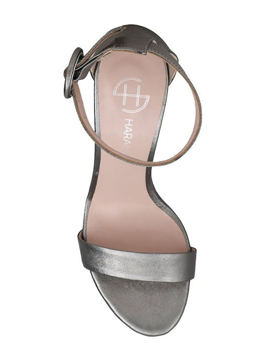 Leder Damen Sandalen in Silber Farbe