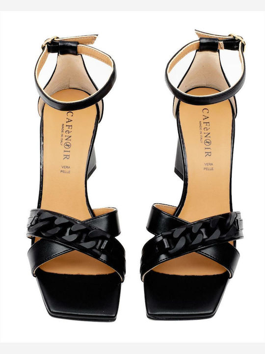 Cafe Leder Sandalen Schwarz