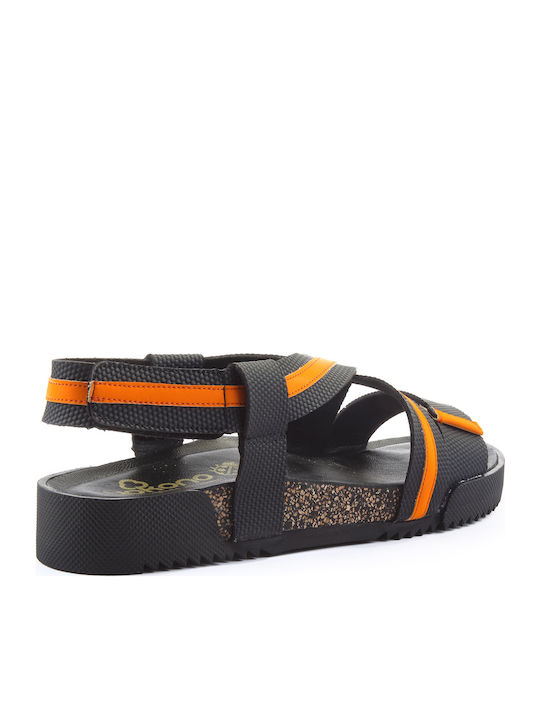 Leder Flache Sandalen für Damen mit Riemen in Orange Farbe