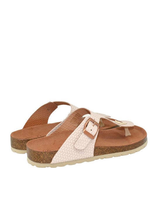 Leather Women's Flat Sandals Anatomic in Pink Color