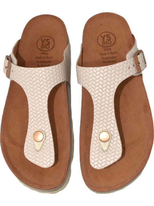 Leather Women's Flat Sandals Anatomic in Pink Color