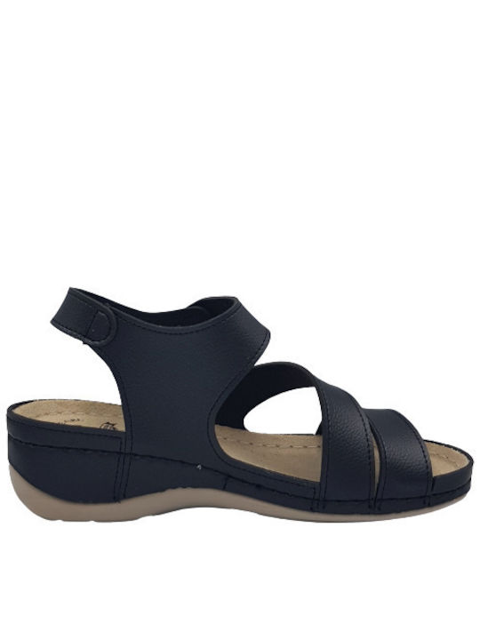 Vesna Leder Damen Flache Sandalen Anatomisch in Schwarz Farbe