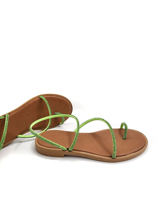 Shoelover Leather Women's Flat Sandals in Green Color