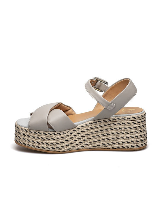 Women's Leather Platform Shoes Gray