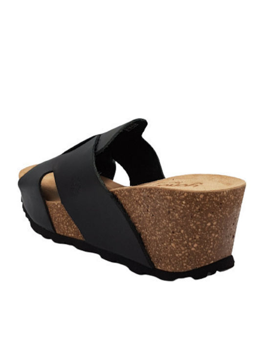 Mora 001 Anatomic Women's Leather Platform Wedge Sandals Black