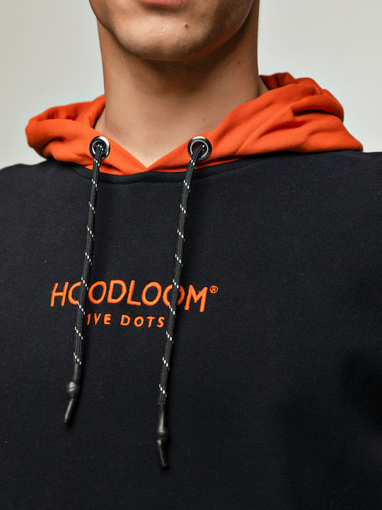 HoodLoom Ανδρικό Φούτερ με Κουκούλα και Τσέπες Μαύρο