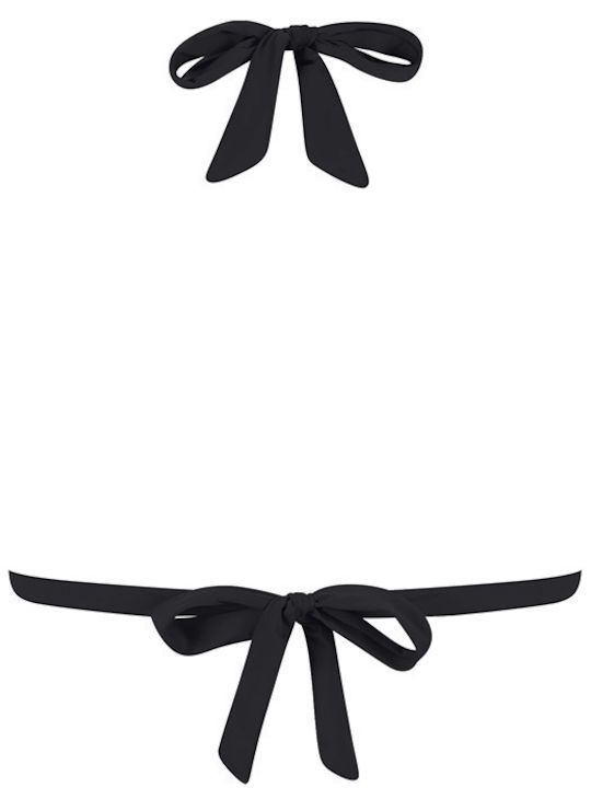 MrMiss Padded Triangle Bikini Top with Ruffles Black