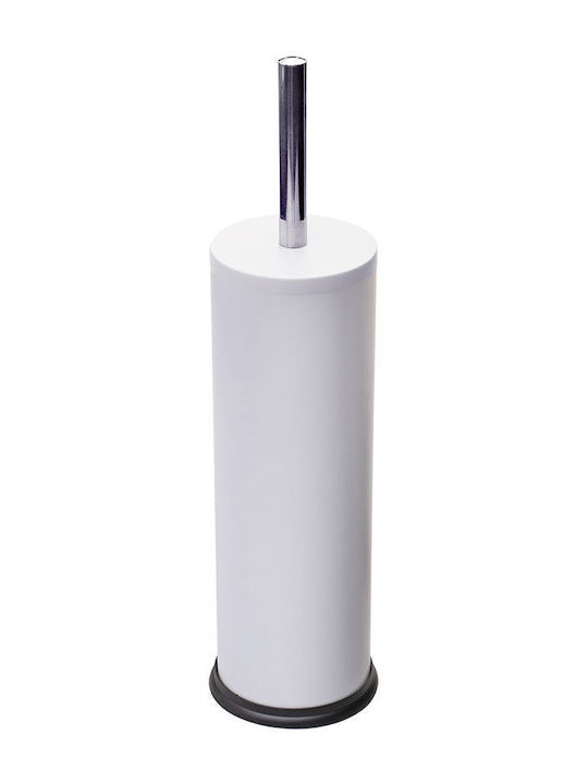 ESTIA Perie De Toaletă Classic Metalică Cu Recipient Din Plastic 23cm Mat Alb